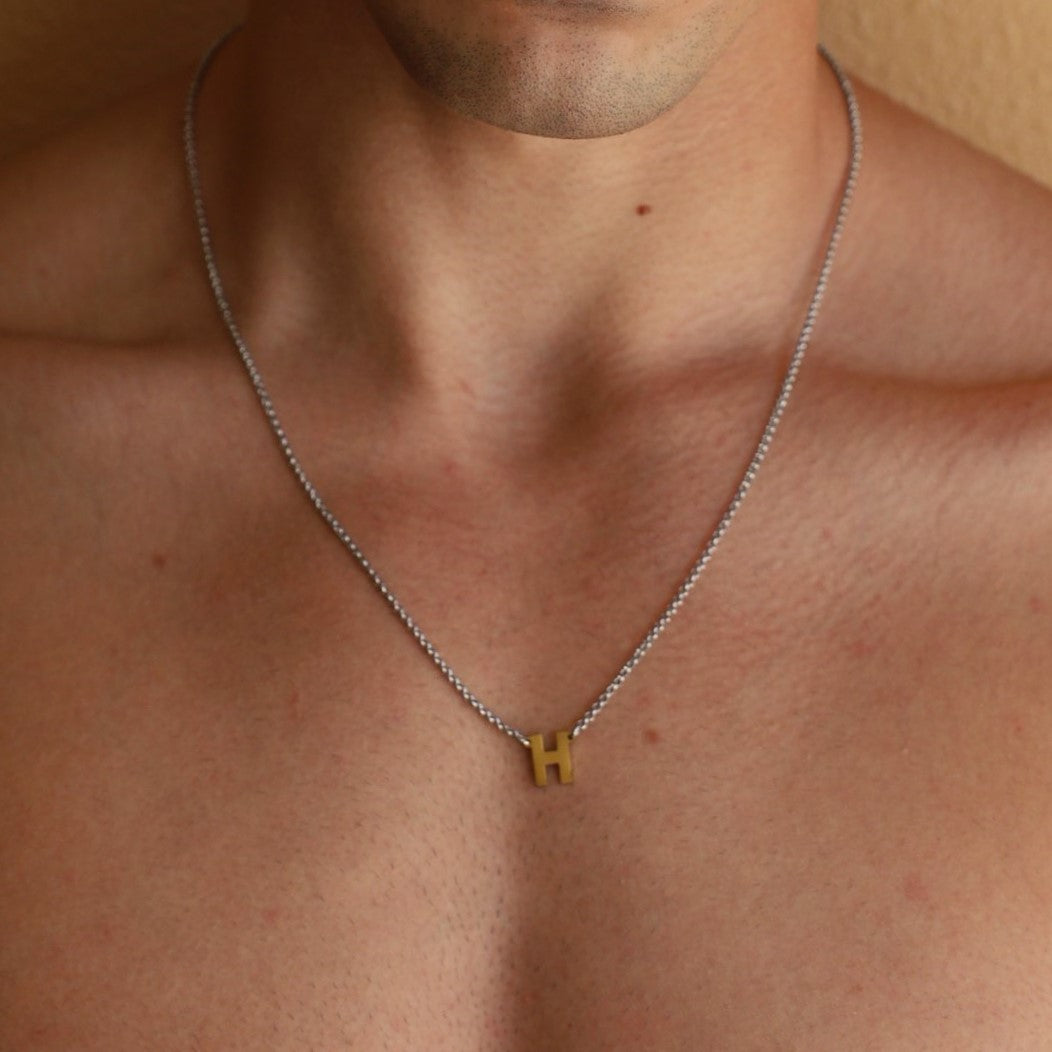 Mens Stacked Two Initial Necklace – Initial Obsession